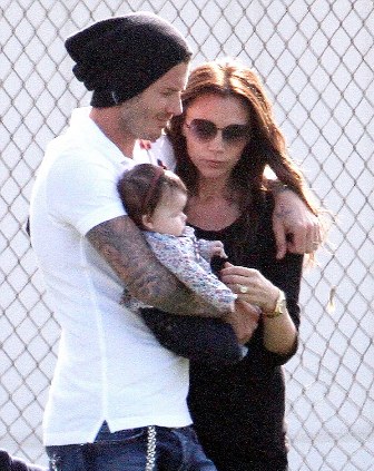 David and Victoria with Harper Seven David and Victoria with Harper Seven