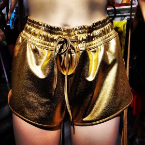Gold shorts at H&M Sport Pop Up 