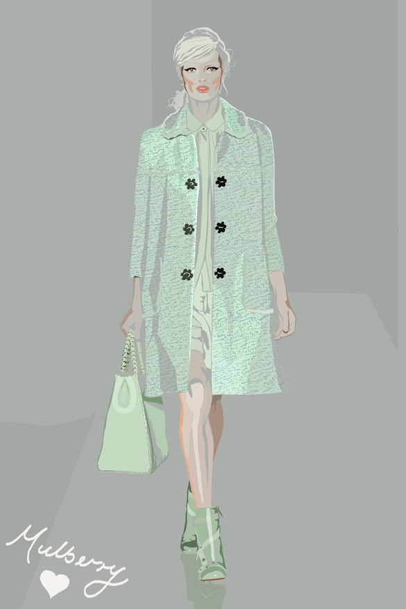 Mulberry SS13 Catwalk Illustration by Jennifer Roberts