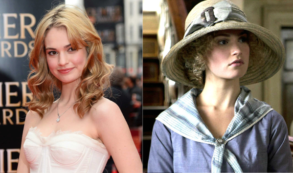 Lily James and her Downton Abbey character Lady Rose MacClare