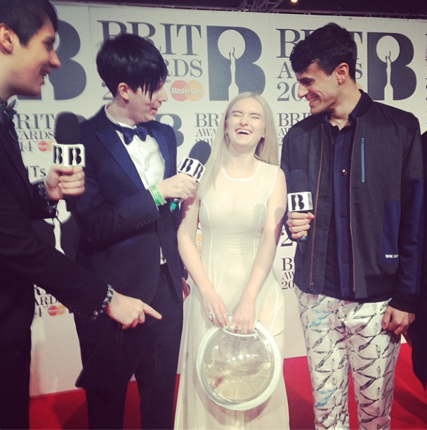 Clean Bandit (and yes, that is a fishbowl purse with LIVE fish inside!)