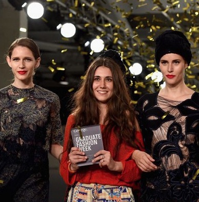 Grace Weller accepting her awards at the 2014 Graduate Fashion Show.