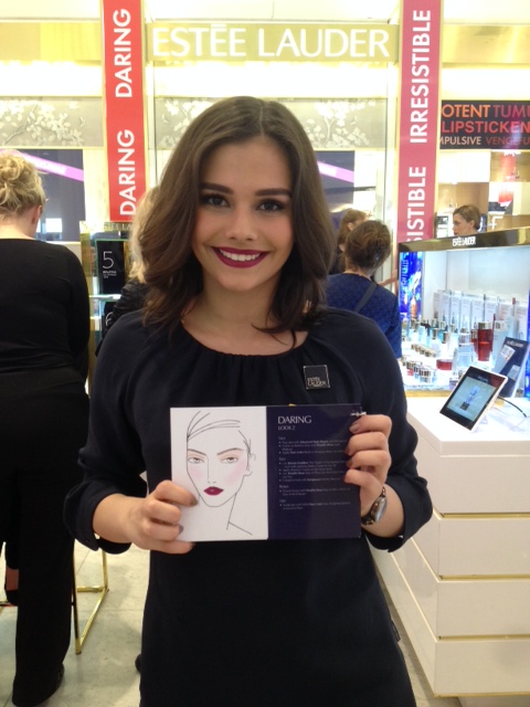 Natalie wears the Daring Look at the Estée Lauder counter in London Natalie wears the Daring Look at the Estée Lauder counter in London