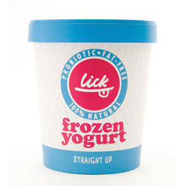 Lick frozen yogurt.