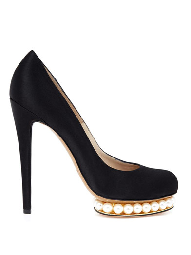 Nicholas Kirkwood Pearl Platform Satin Pumps (£585.00).