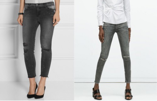 Left: Net-A-Porter J Brand 8226 Cropped Skinny Distressed Mid-Rise Jeans (£245) Right: Zara Skinny Jeans (£39.99)