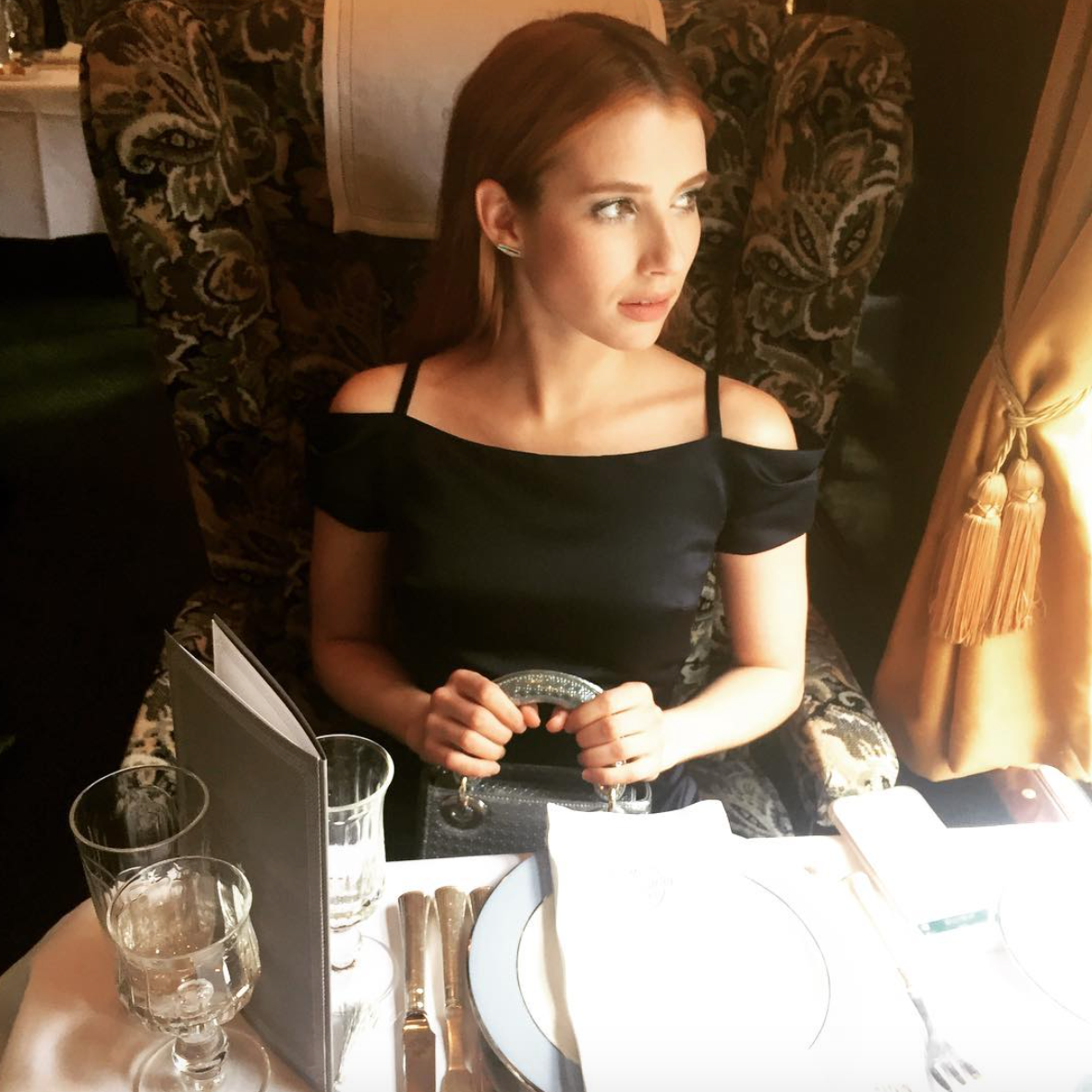 Emma Roberts on board the Dior Express..