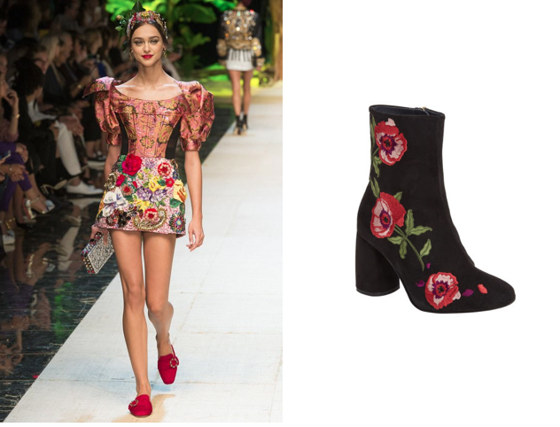 Dolce & Gabbana Statement Sleeves (left) Topshop Embroidered boots (right)