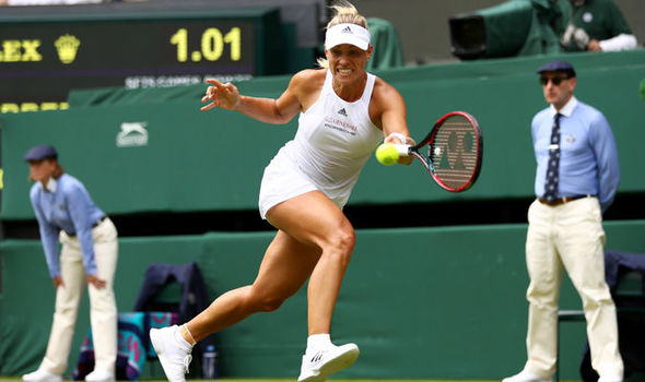 Angelique Kerber winning her first match at Wimbledon